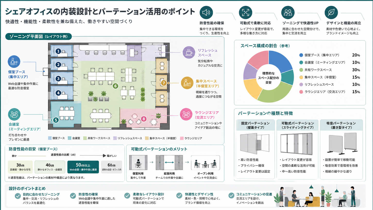 シェアオフィスの内装設計とパーテーション活用のポイント